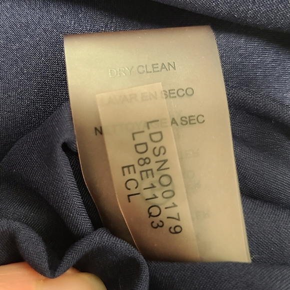 KARL LAGERFELD PARIS Navy Blue Scuba Crêpe Sheath Ruffle Sleeve Dress Sz S - Picture 11 of 16